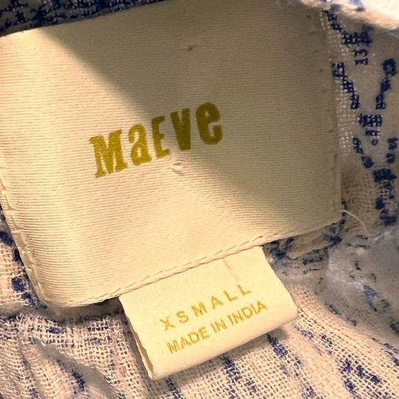 Anthropologie Maeve Yarn Dyed Blue White Boho Button Down Lena Tunic Size XS - Picture 15 of 16